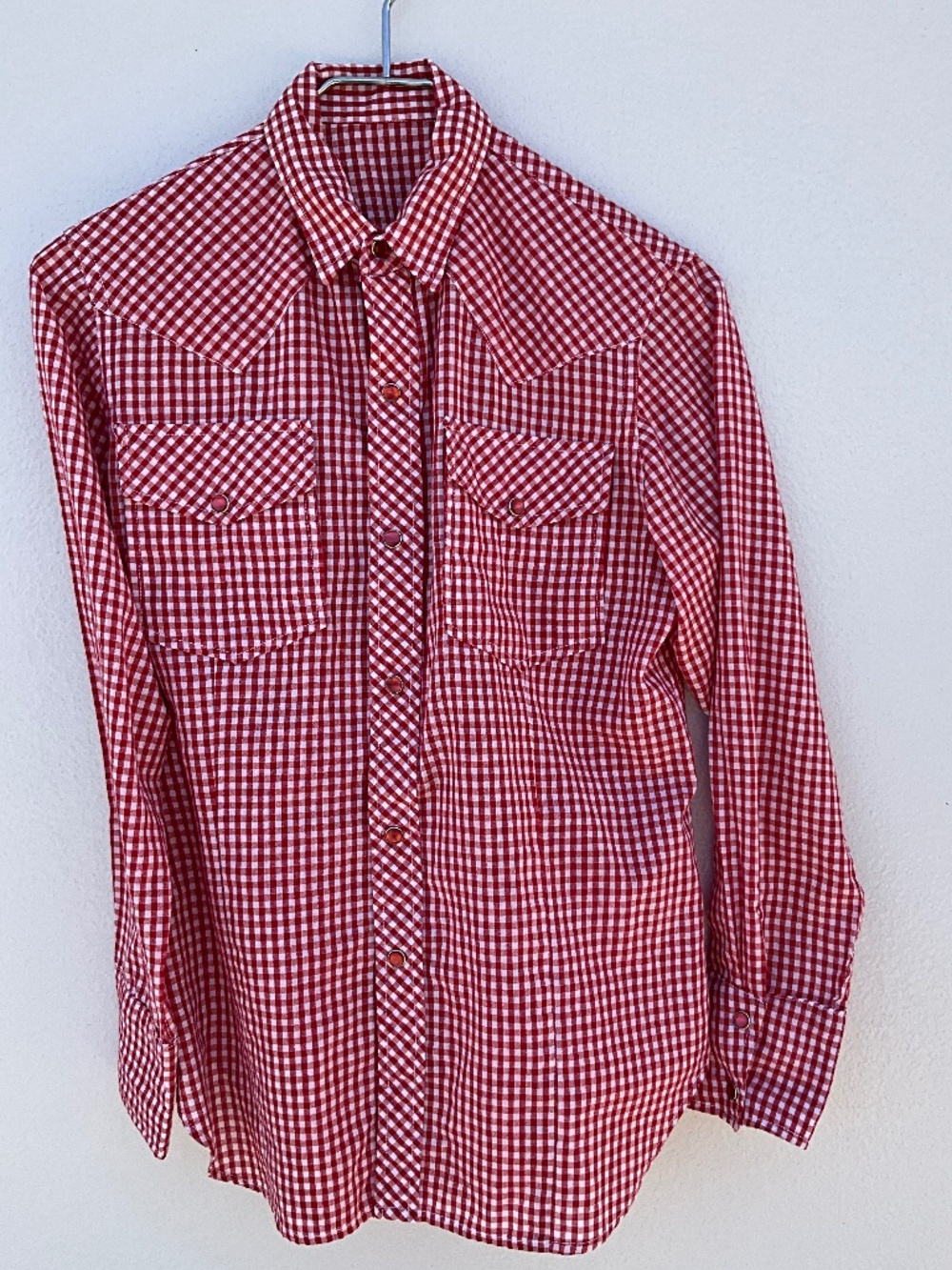 Handmade XSmall Women’s Western Wear Button Down Shirt Red and White